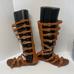 Henry Ferrera Brown Multi-Strap Sandals